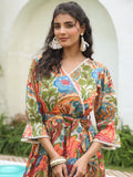 Women Ethnic Motifs Printed V-Neck Fit and Flare Ethnic Dress