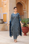 Women Ethnic Motifs Printed Regular Pure Cotton Kurta with Trousers & With Dupatta
