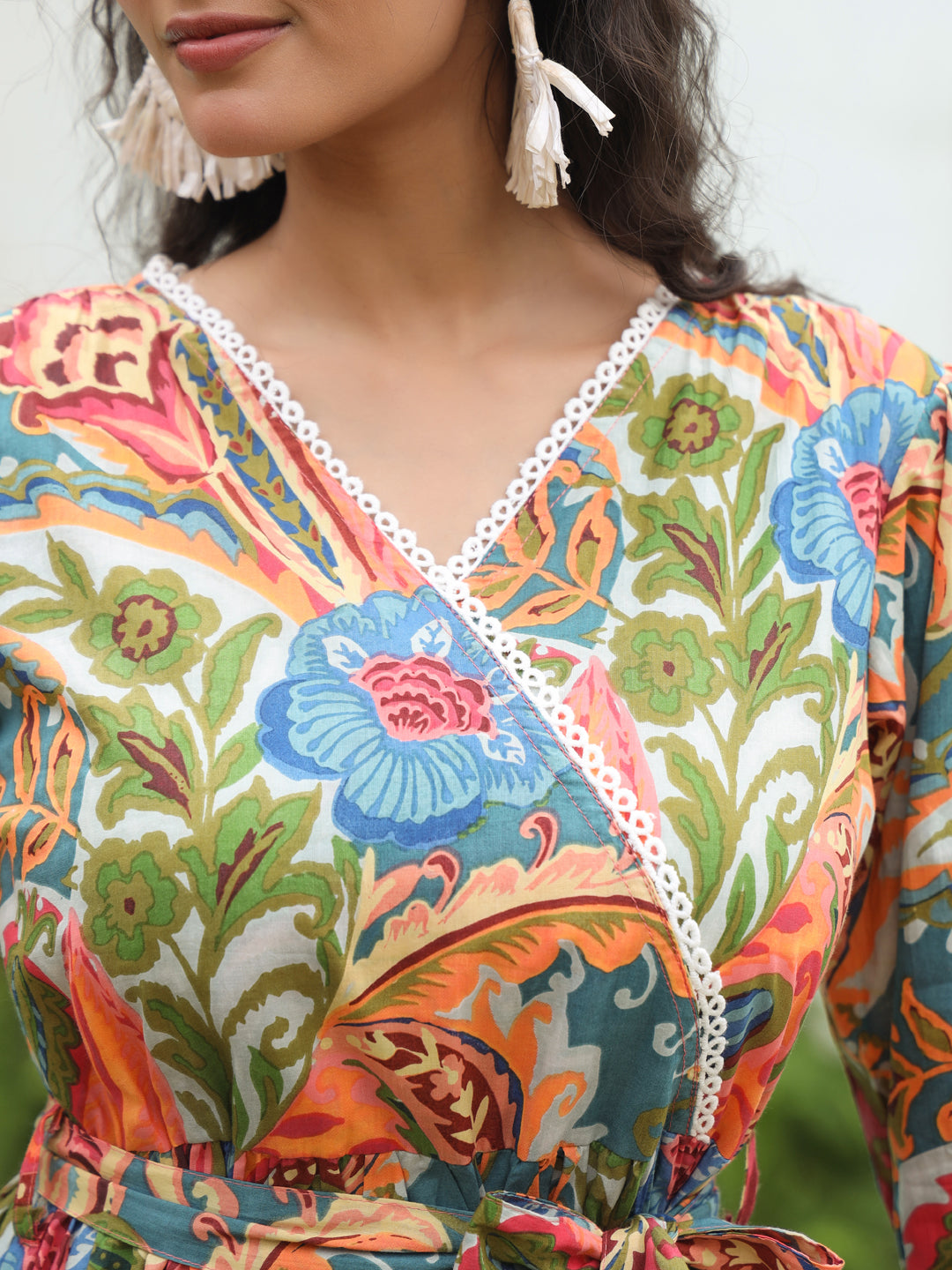 Women Ethnic Motifs Printed V-Neck Fit and Flare Ethnic Dress