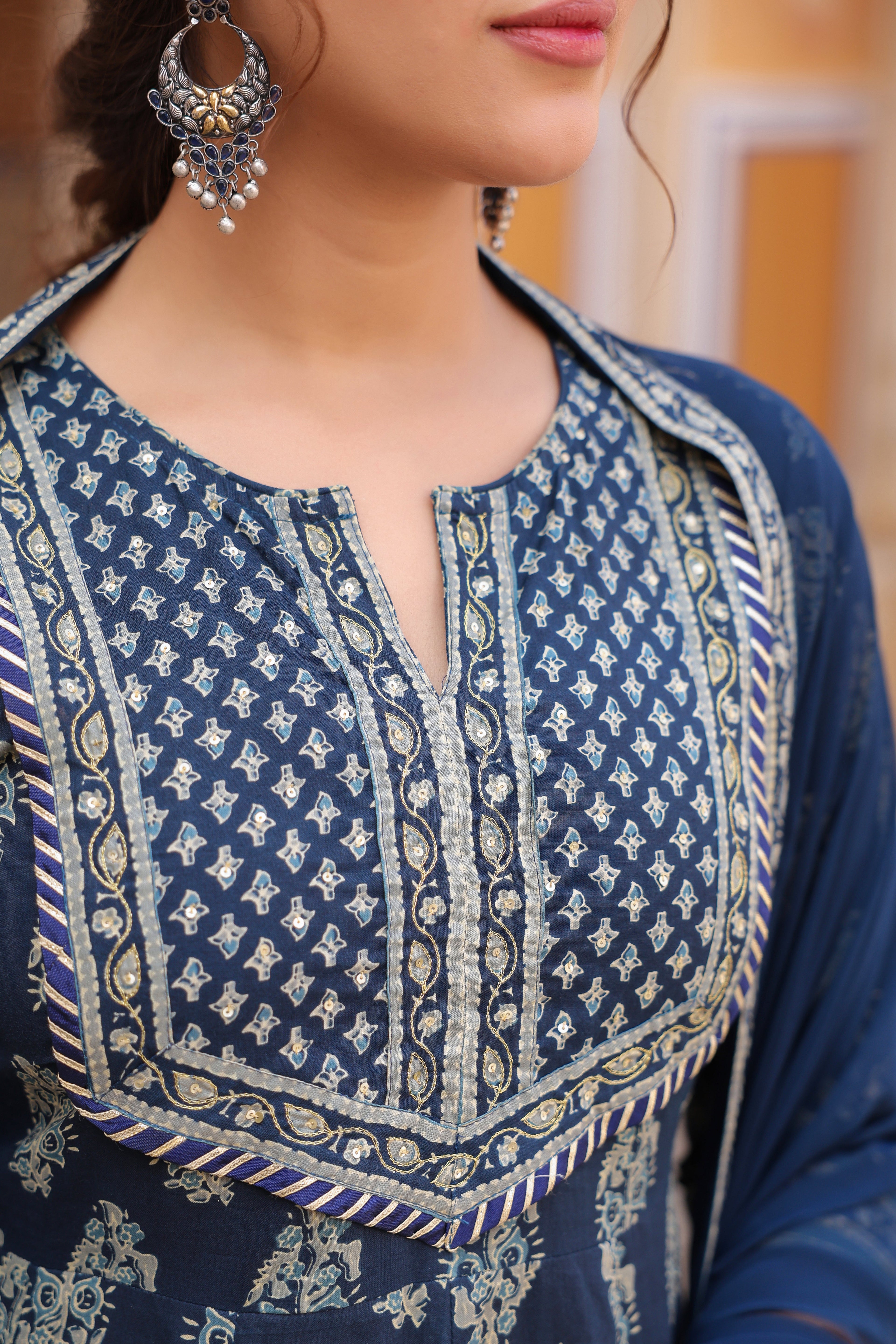 Women Ethnic Motifs Printed Regular Pure Cotton Kurta with Trousers & With Dupatta