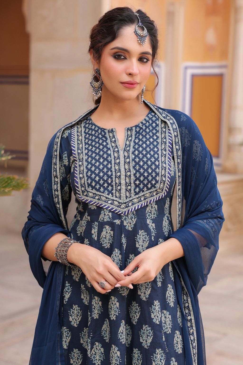 Women Ethnic Motifs Printed Regular Pure Cotton Kurta with Trousers & With Dupatta