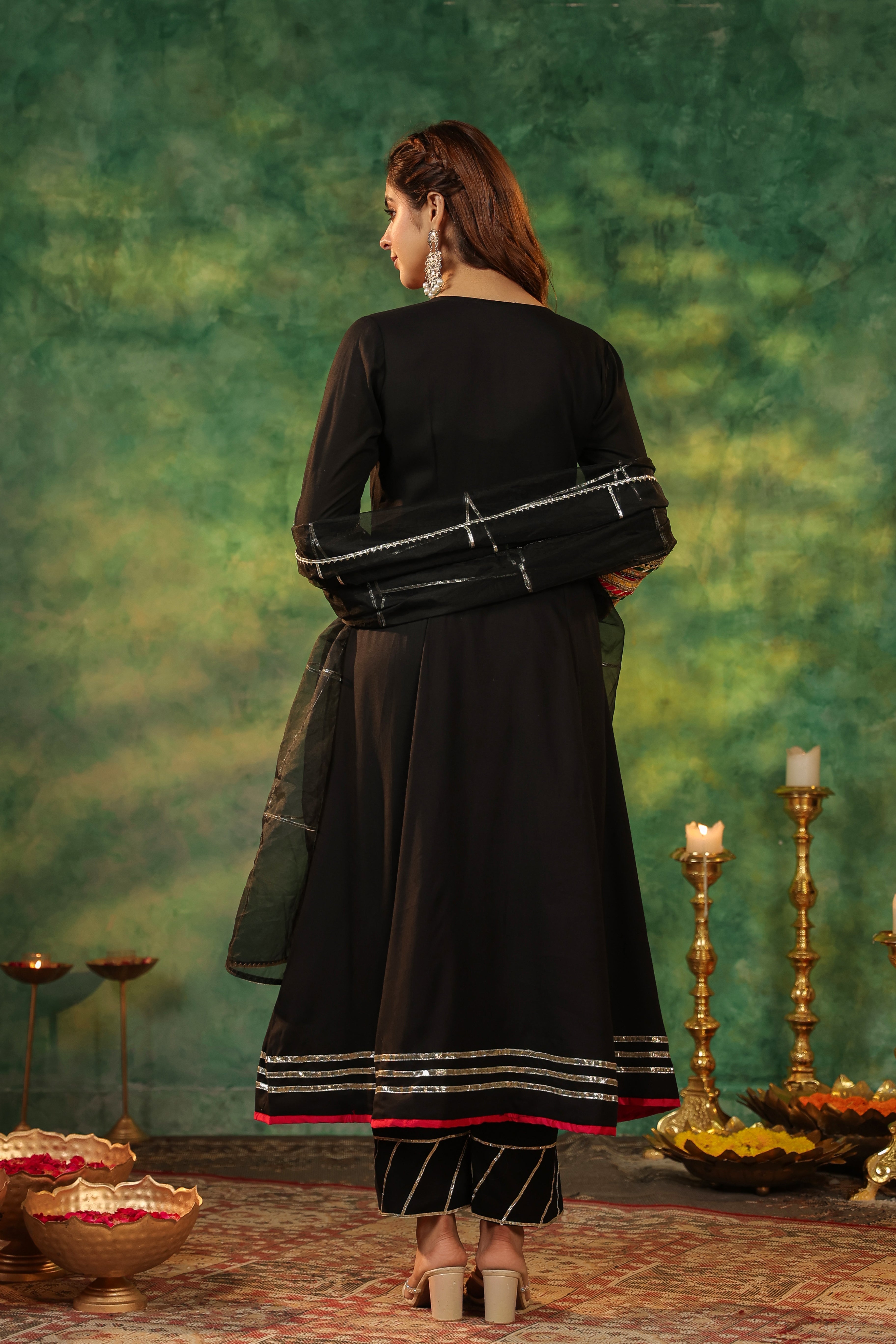 Women Regular Gotta Patti Anarkali Kurta With Trousers & Dupatta