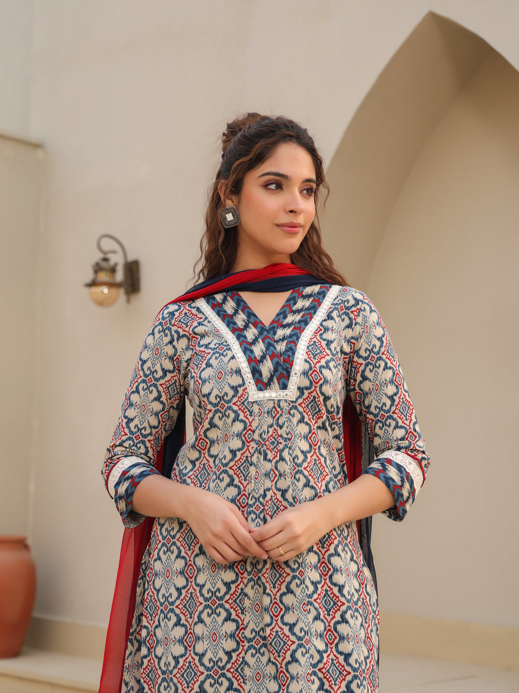 Women Printed Regular Pure Cotton Kurta with Trousers & With Dupatta
