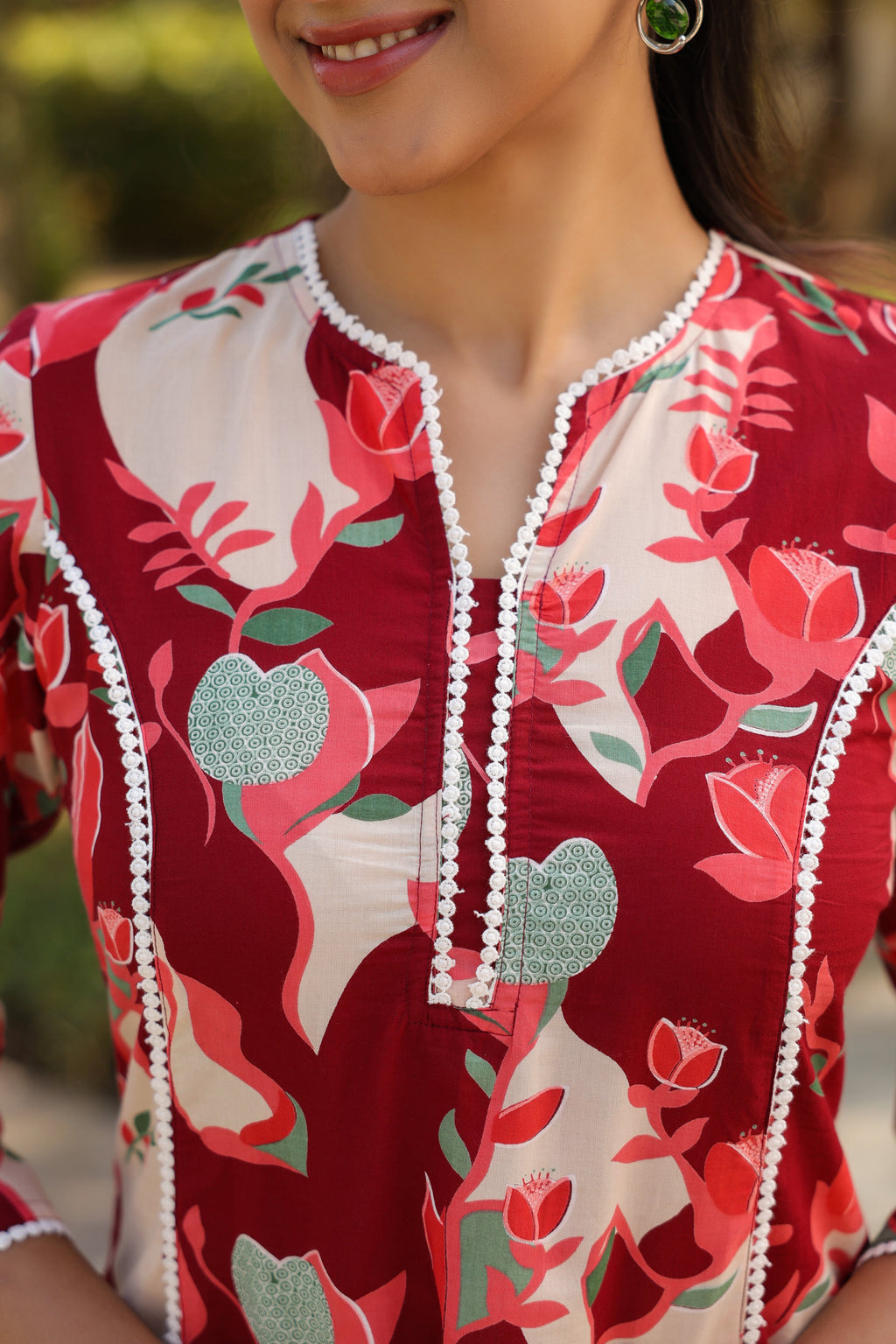 Floral Printed Pure Cotton Straight Kurta
