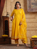 Mustard Gotta Patti Anarkali Kurta Set with Dupatta