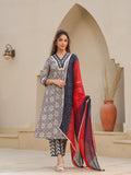 Women Printed Regular Pure Cotton Kurta with Trousers & With Dupatta