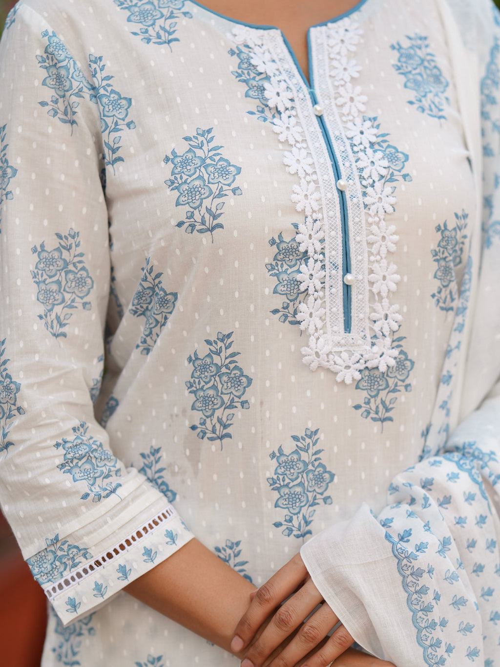 Women Ethnic Motifs Printed Pure Cotton Kurta with Trousers & Dupatta