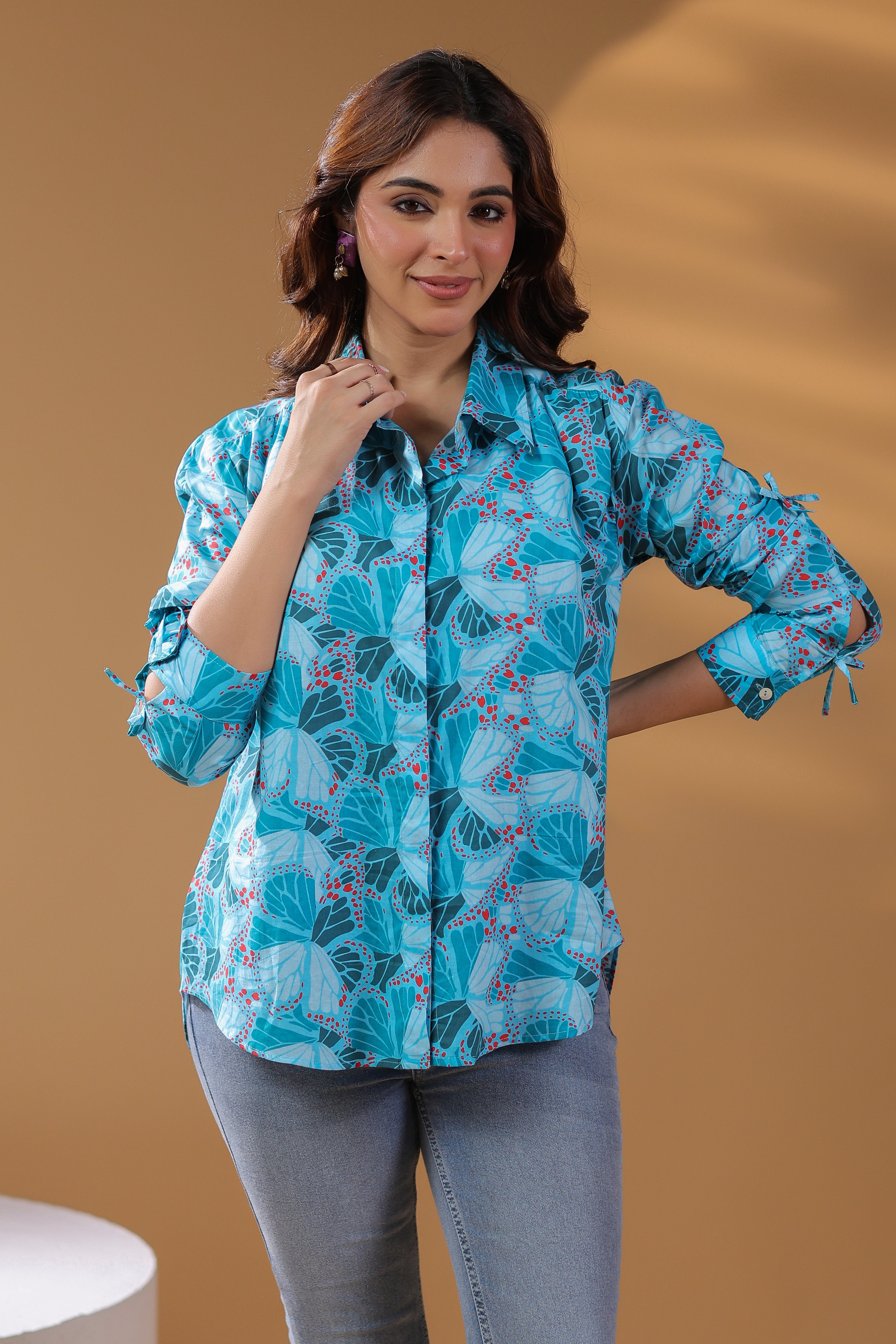 Women Self Design Printed Cotton Top
