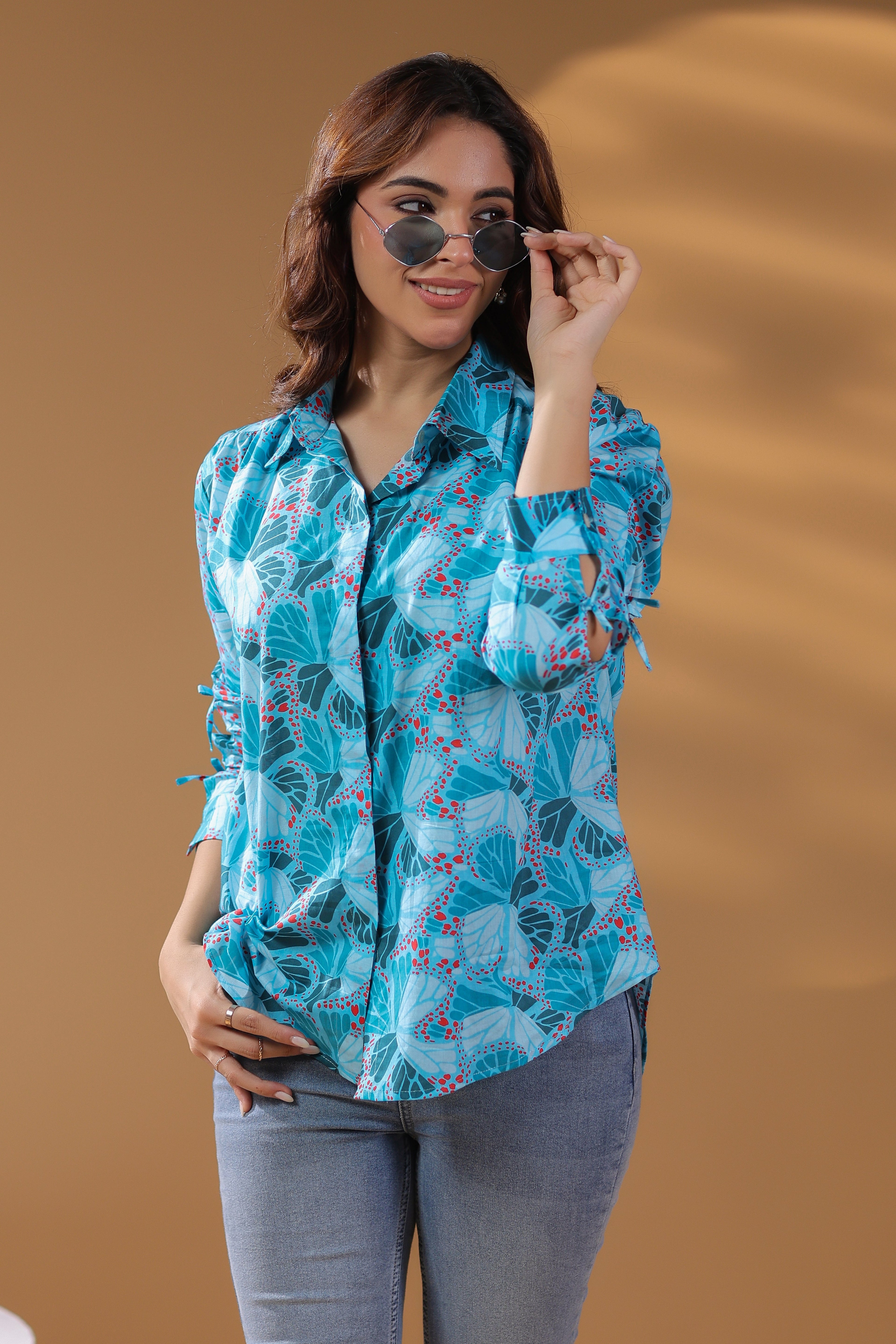 Women Self Design Printed Cotton Top