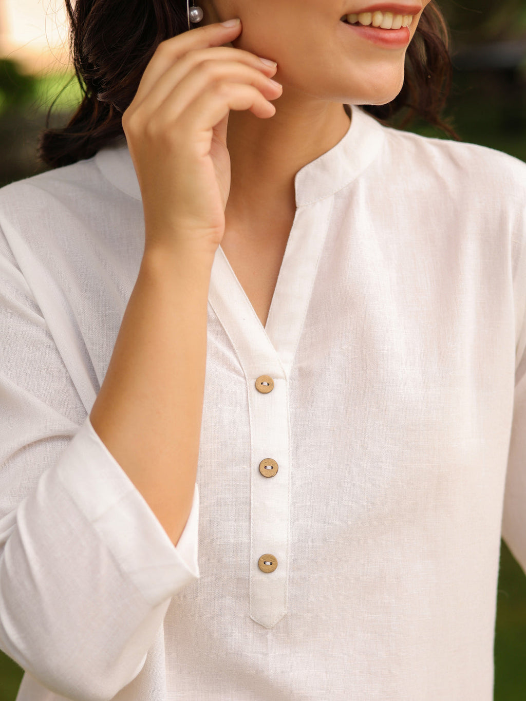 Mandarin Collar Pure Cotton Top