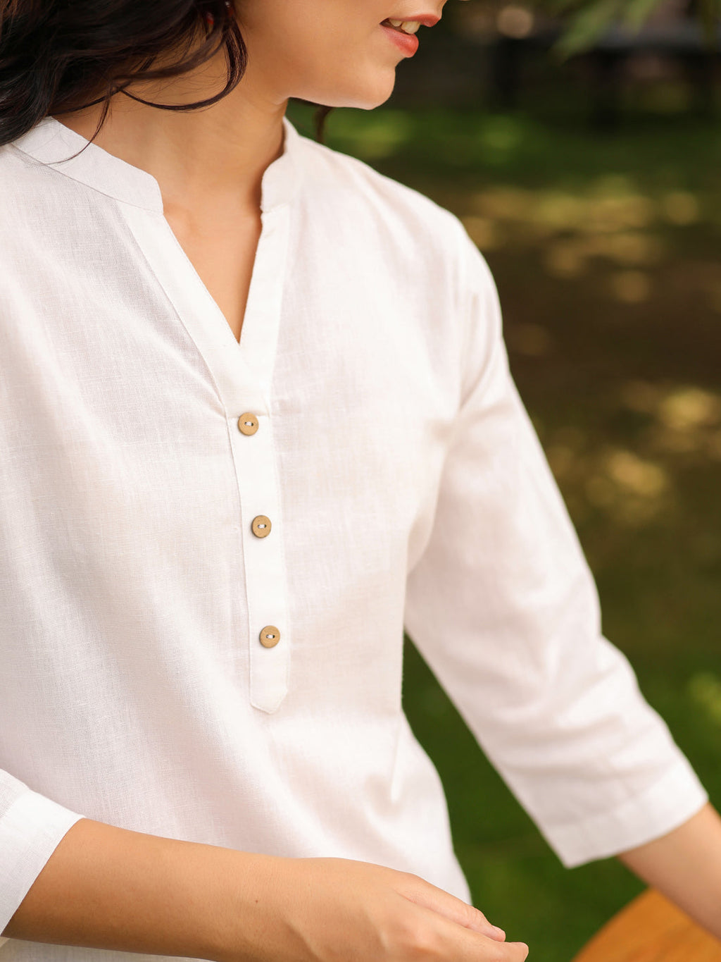 Mandarin Collar Pure Cotton Top