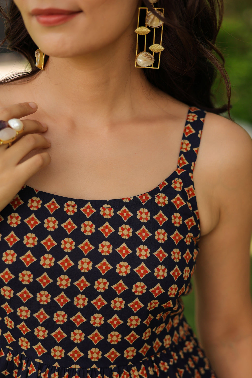 Women Ethnic Motif Printed Cotton Peplum Top