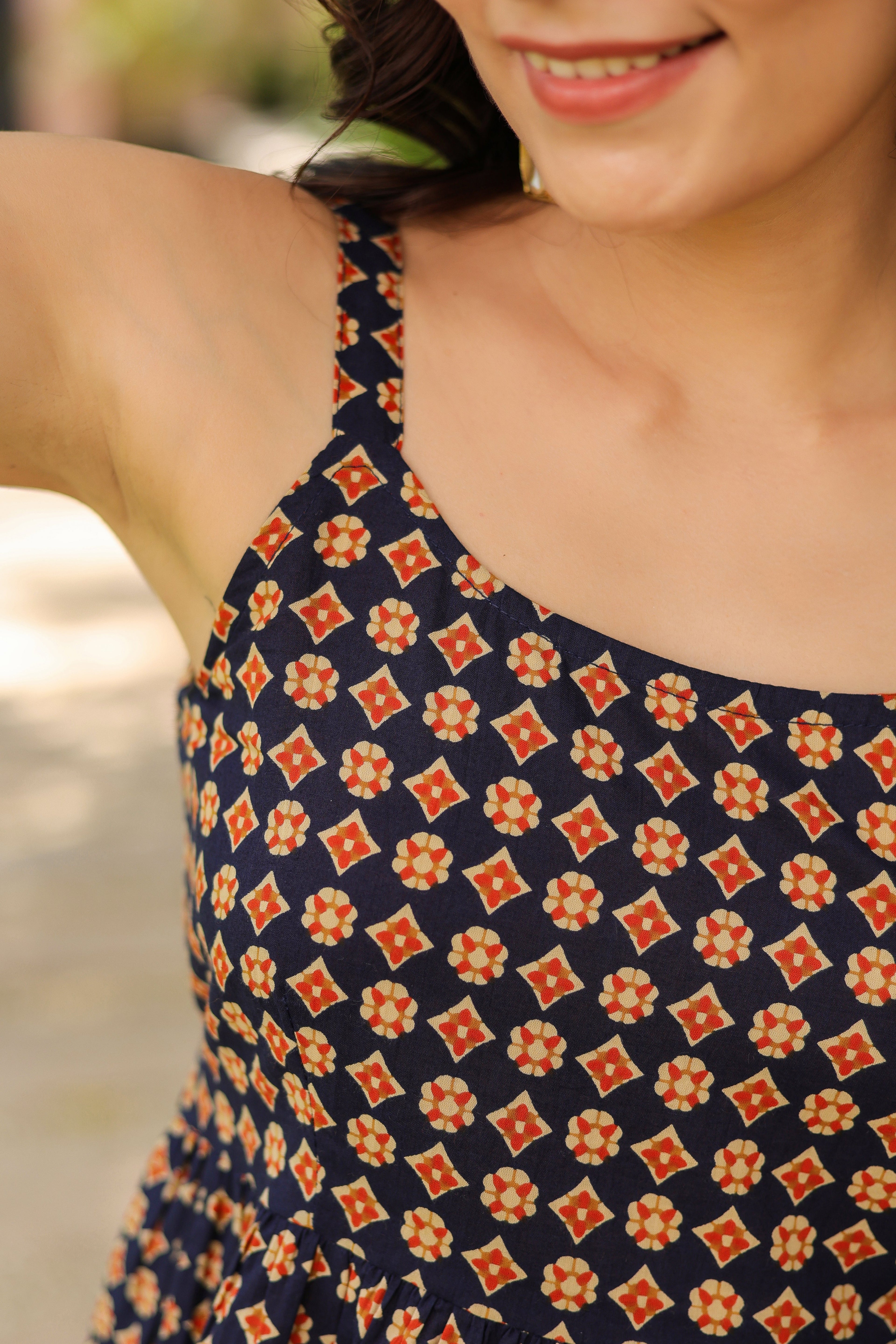 Women Ethnic Motif Printed Cotton Peplum Top