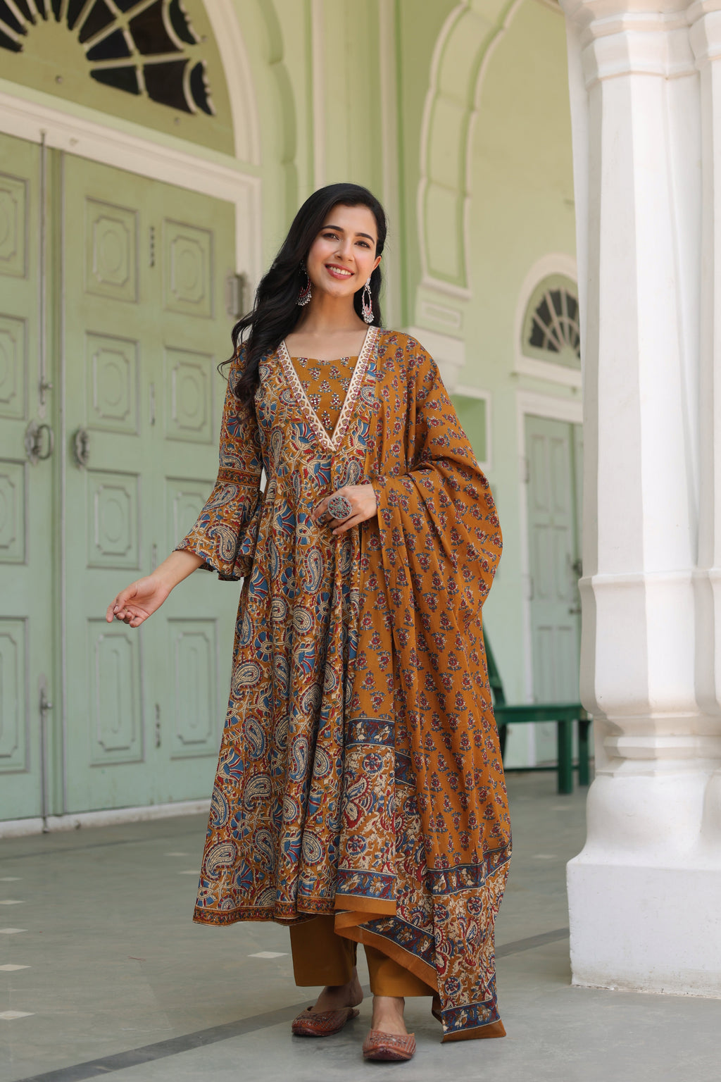 Women Ethnic Motifs Printed Pure Cotton Kurta With Trousers & Dupatta
