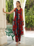 Women Floral Printed Cotton Kurta with Trousers