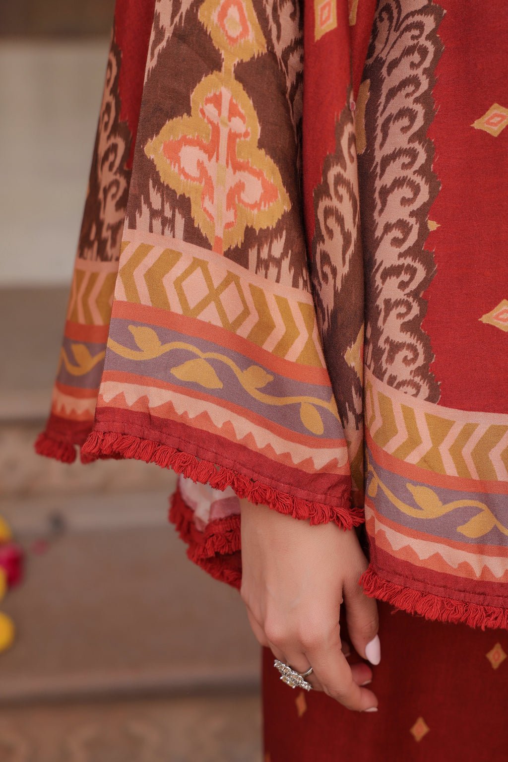 Printed Round Neck Tunic With Trouser Co-Ords
