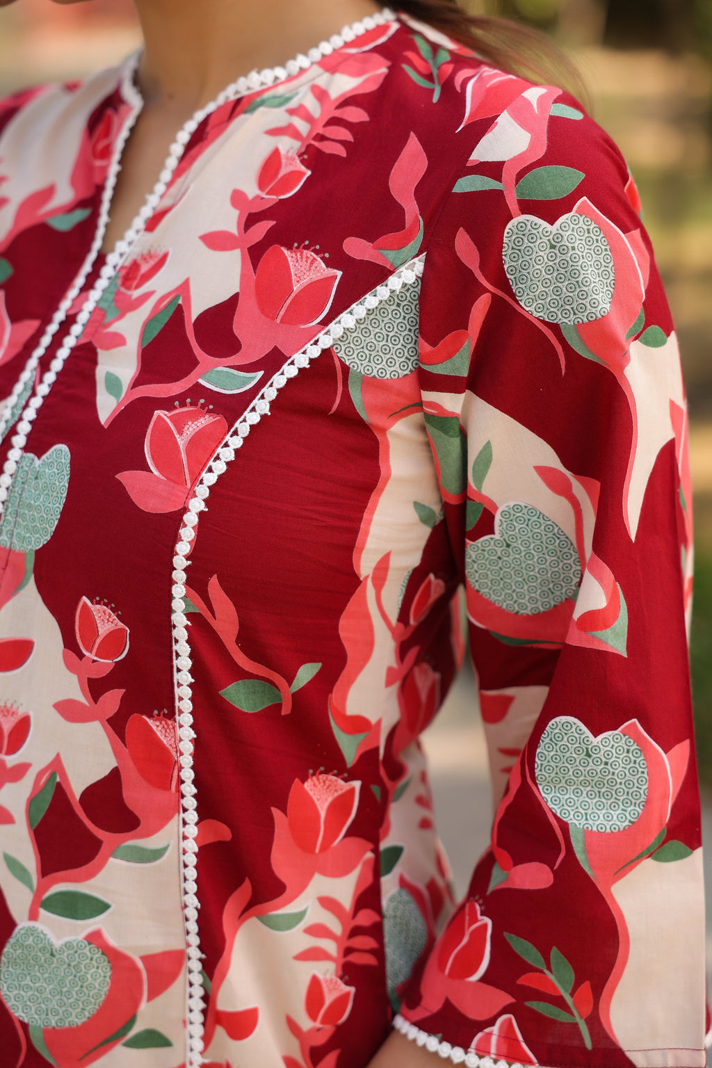 Floral Printed Pure Cotton Straight Kurta