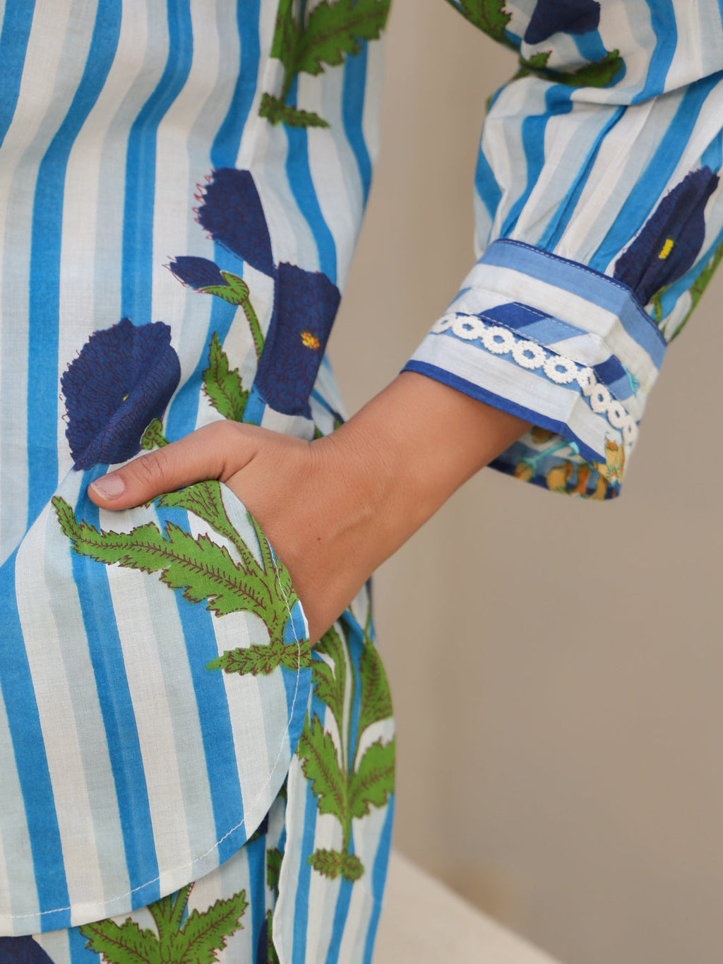 Printed Pure Cotton Shirt Collar Neck Shirt & Trouser Co-Ords