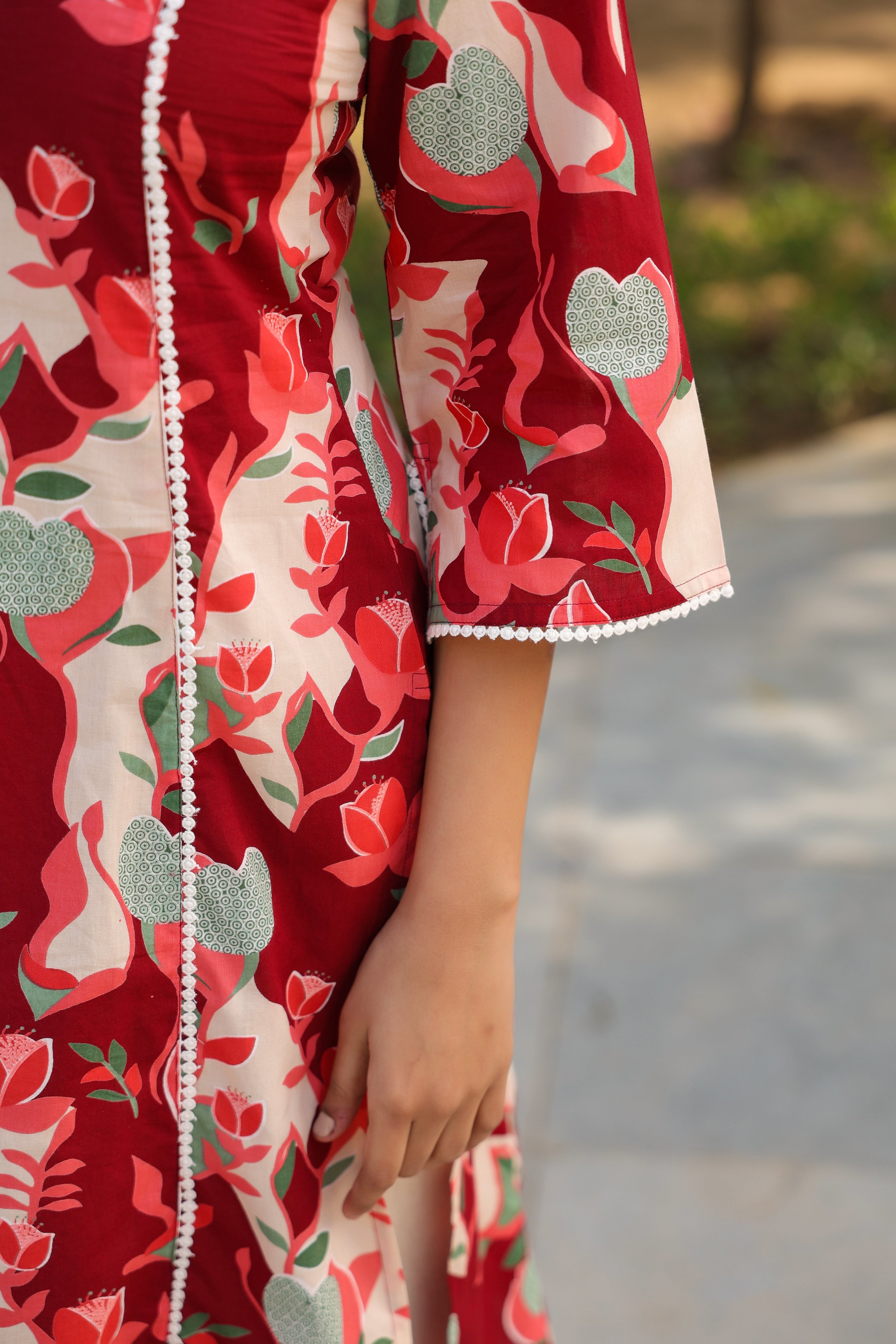 Floral Printed Pure Cotton Straight Kurta