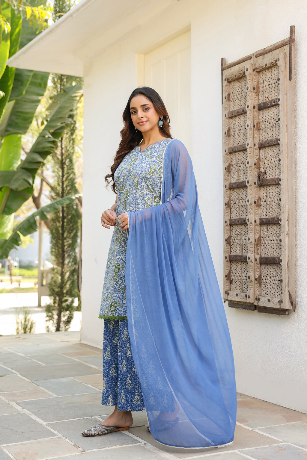 Women Ethnic Motifs Printed Regular Pure Cotton Kurta with Palazzos & With Dupatta