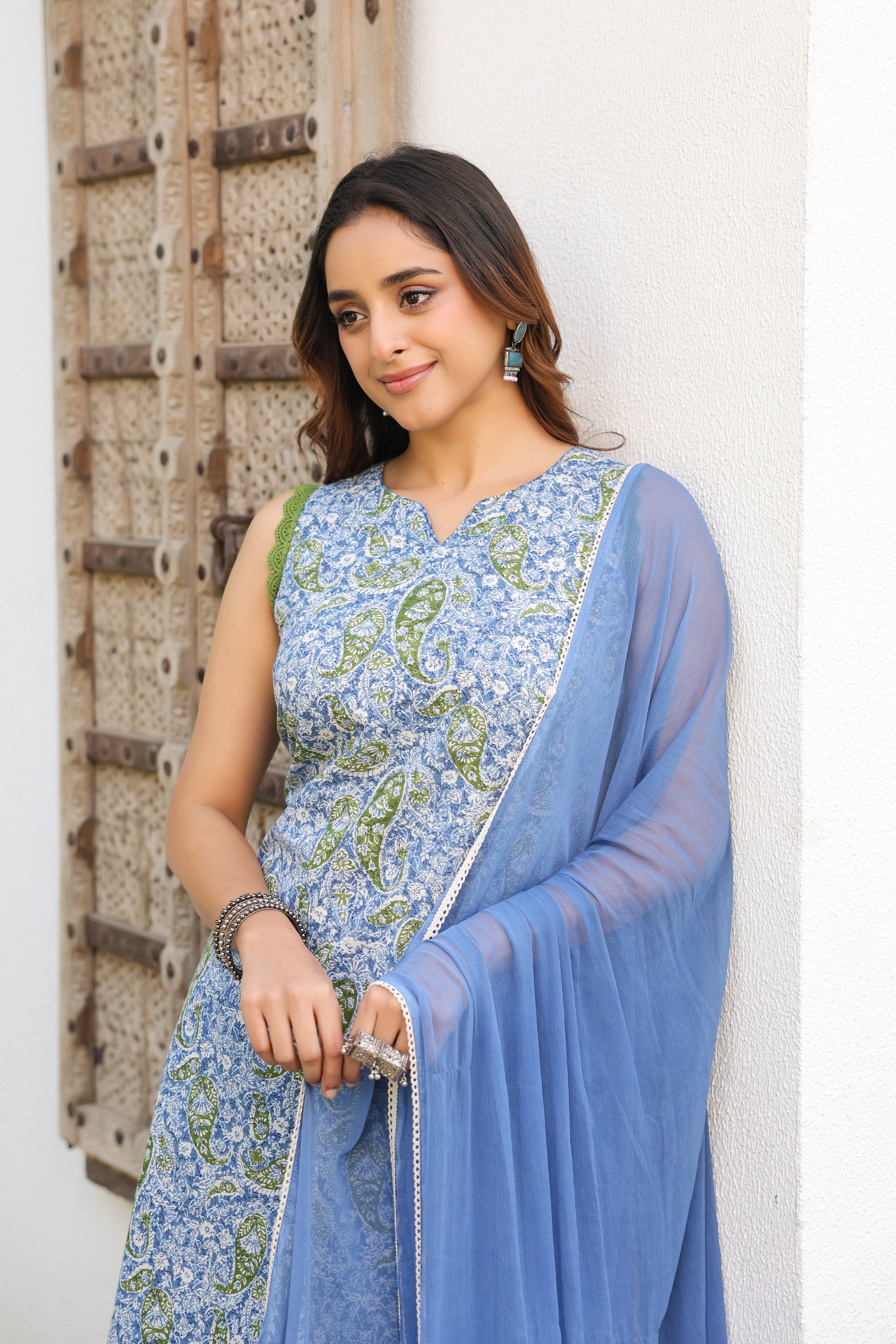 Women Ethnic Motifs Printed Regular Pure Cotton Kurta with Palazzos & With Dupatta