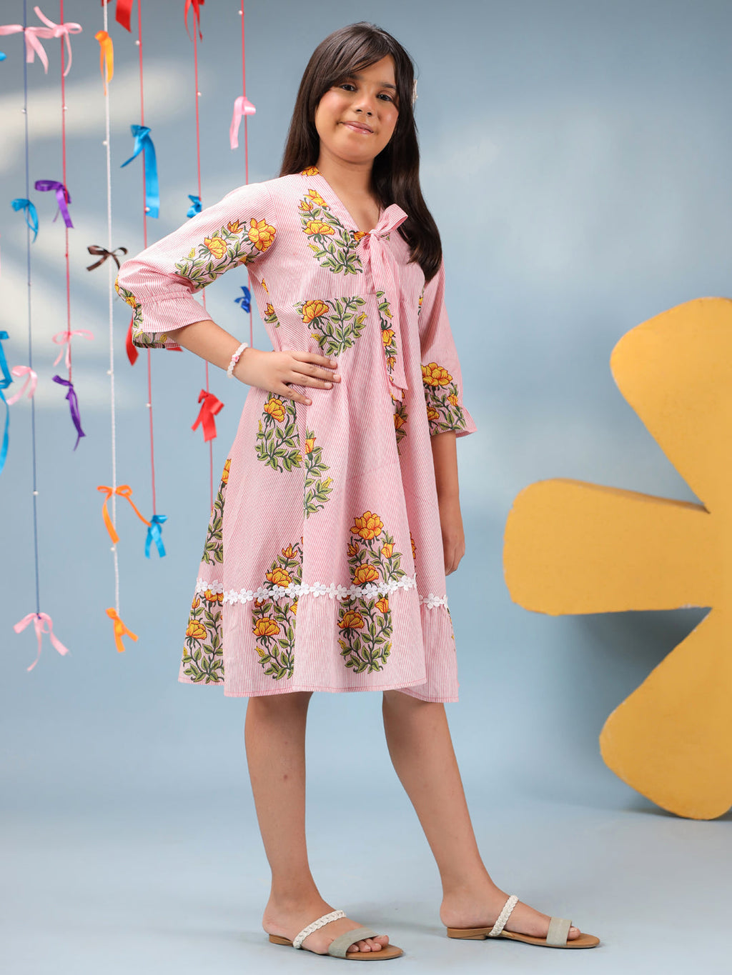Girls Floral Printed Pure Cotton Dress