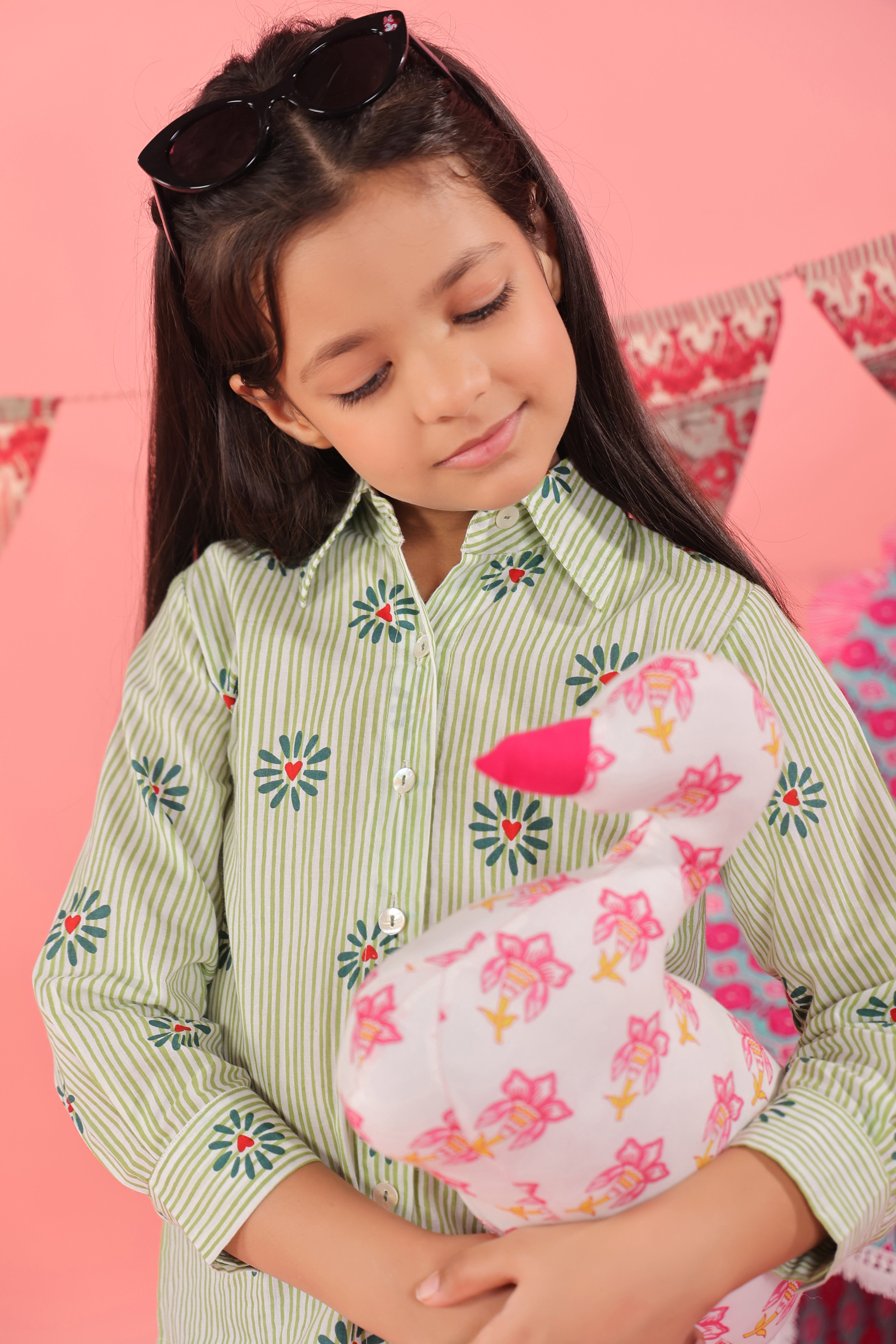 Girls Floral Printed Spread Collar Pure Cotton Shirt