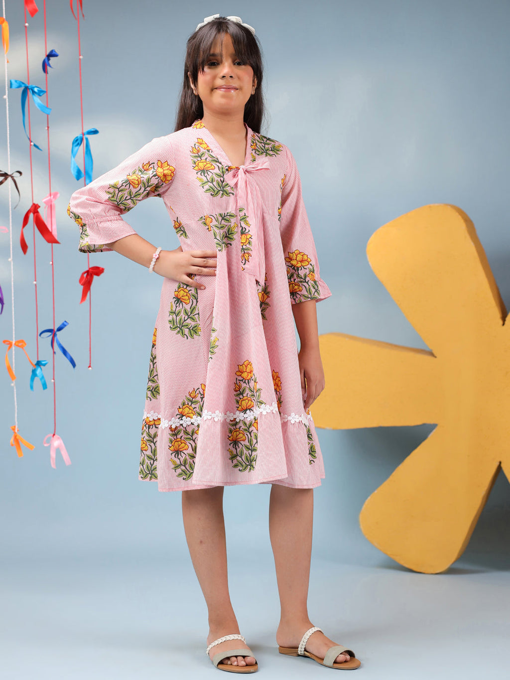 Girls Floral Printed Pure Cotton Dress
