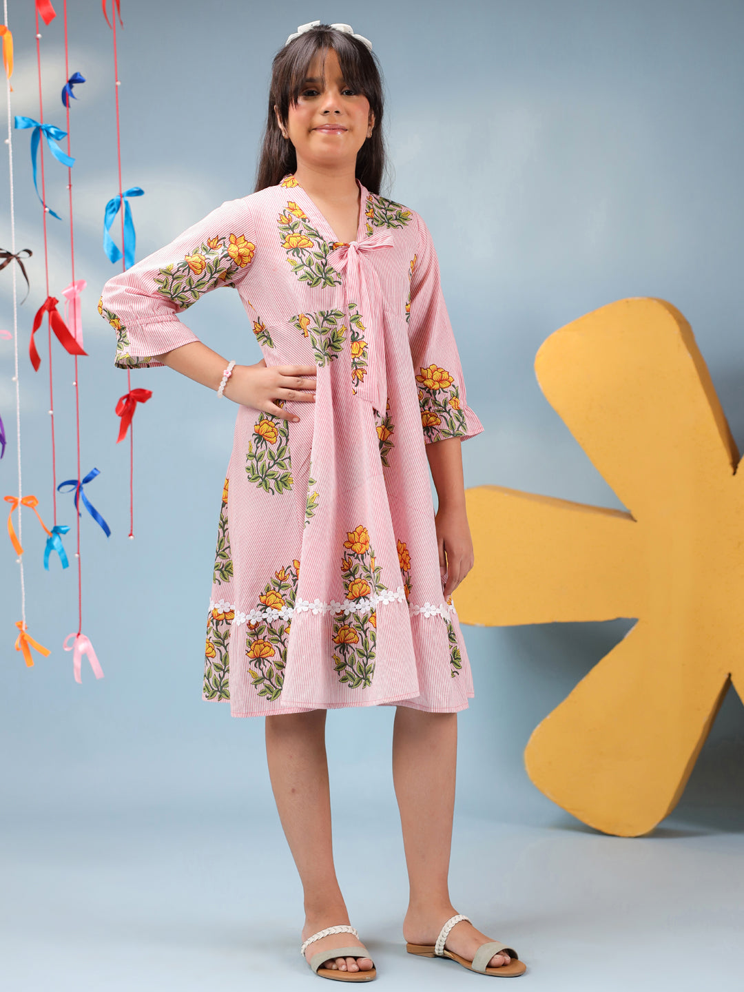 Girls Floral Printed Pure Cotton Dress