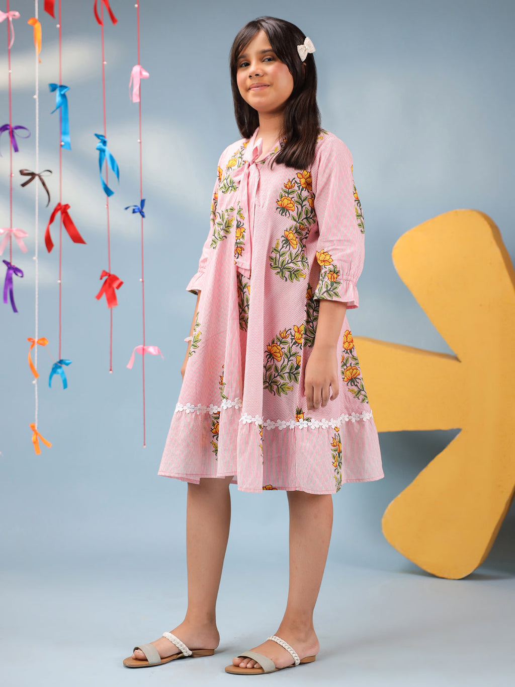 Girls Floral Printed Pure Cotton Dress