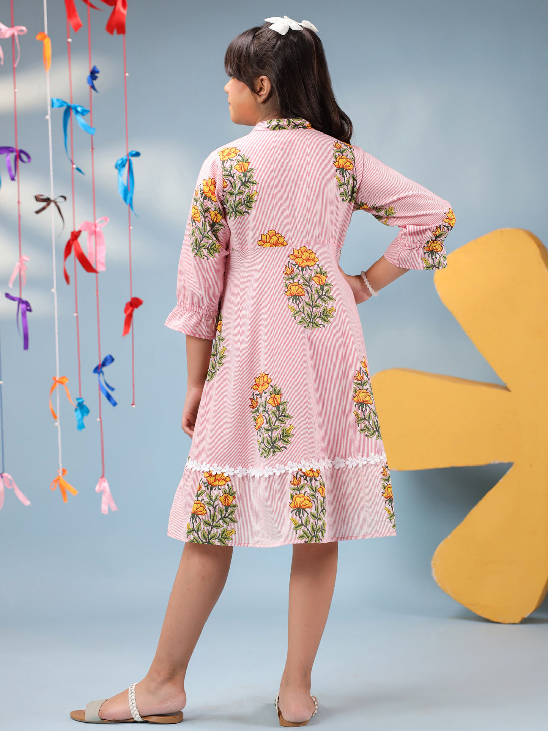 Girls Floral Printed Pure Cotton Dress