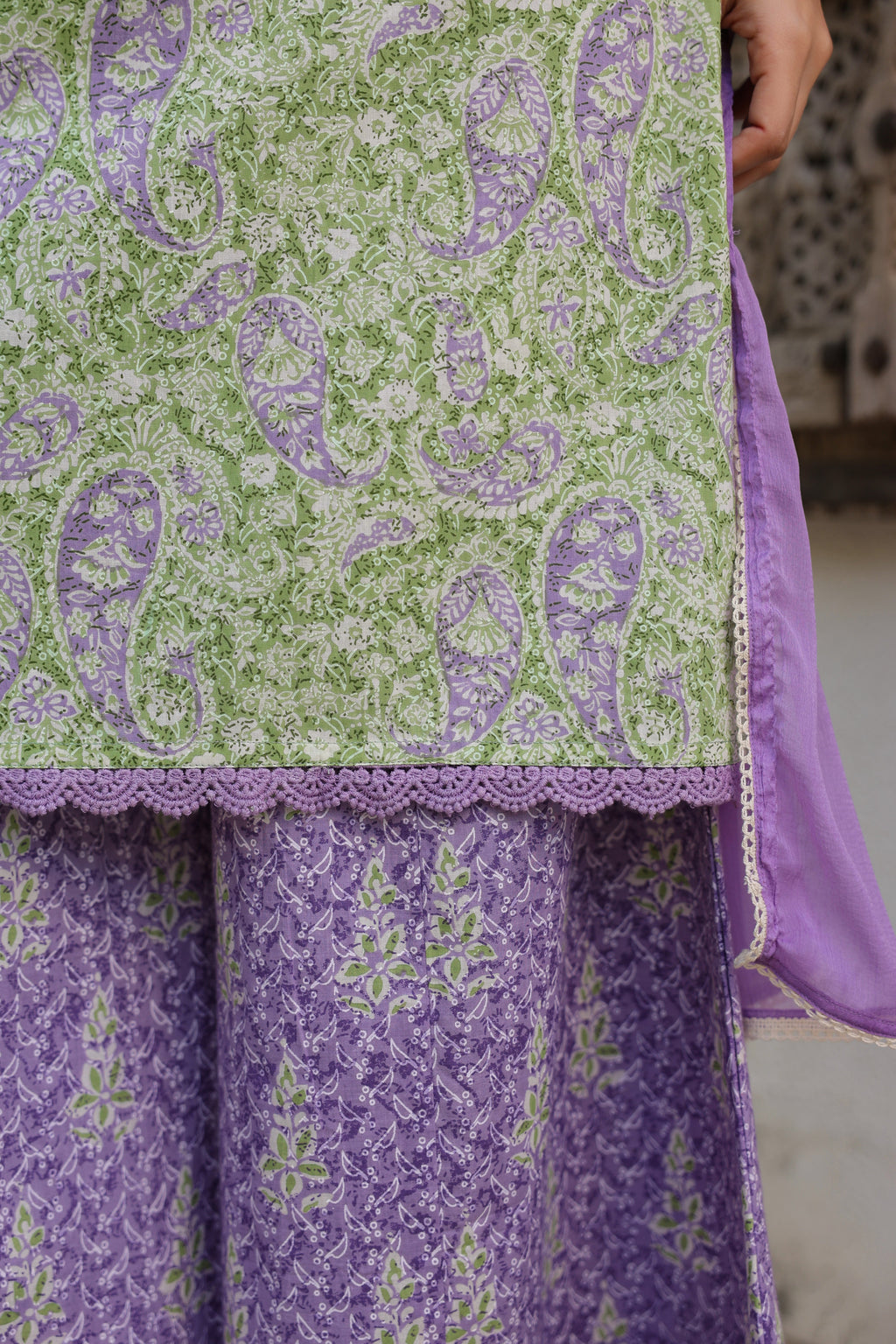 Ethnic Motifs Printed Pure Cotton Kurta with Palazzos & With Dupatta